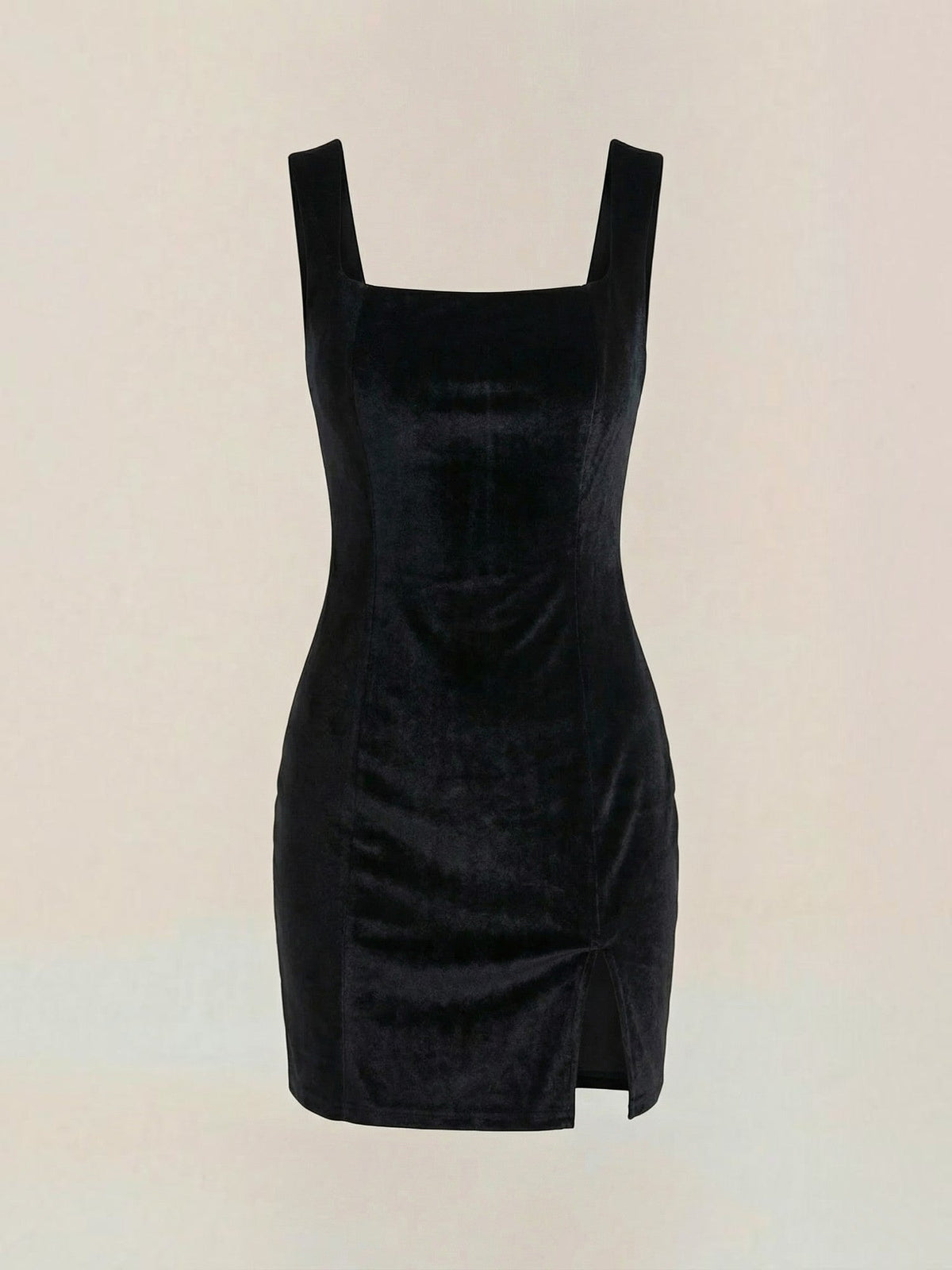 Vestido Corto Ajustado de Terciopelo Mujer con Escote Cuadrado - Vista 5