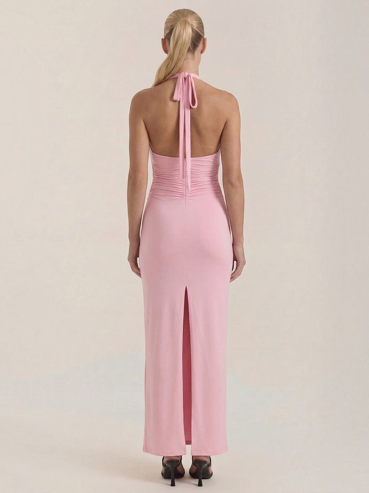 Vestido Largo de Gala Mujer con Escote Halter y Drapeado - Vista 19