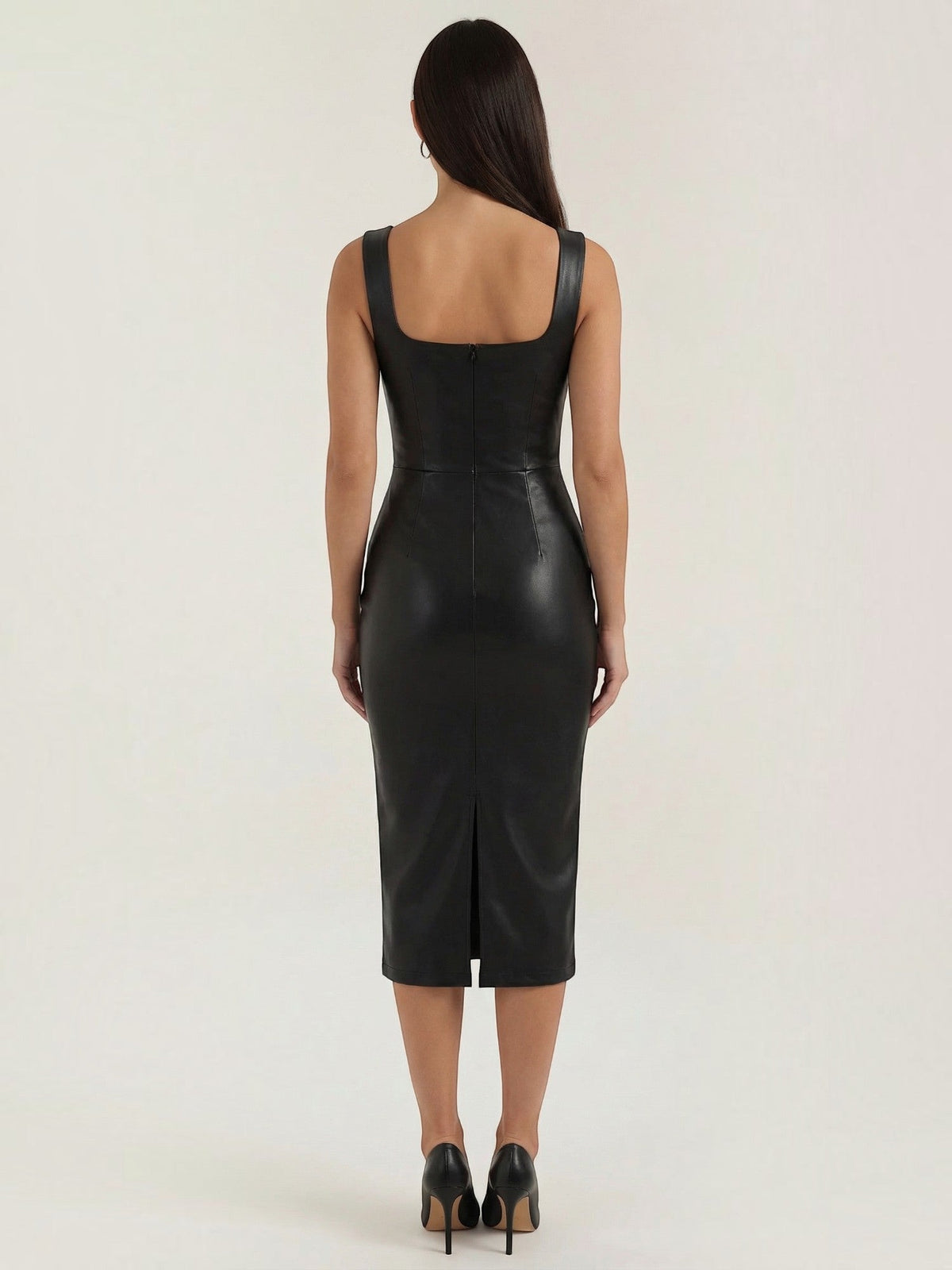 Vestido Midi Ceñido Escote Cuadrado