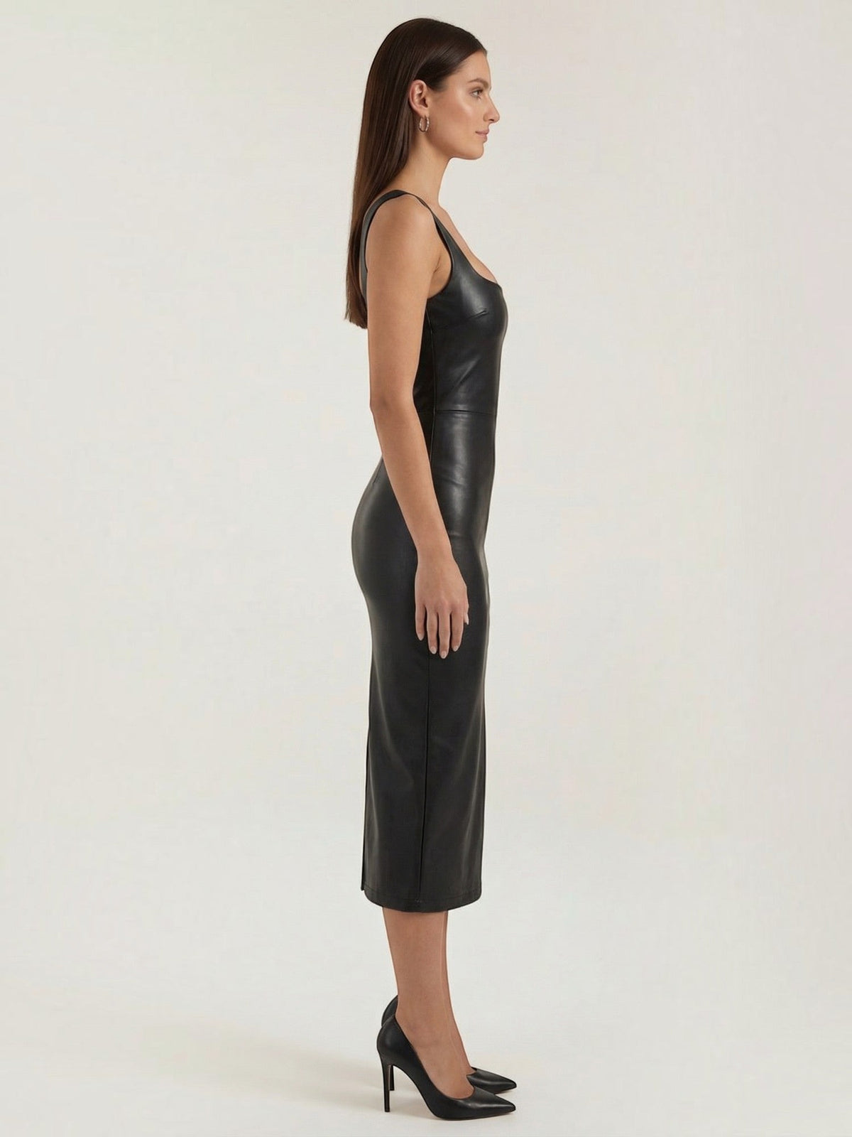 Vestido Midi Ceñido Escote Cuadrado