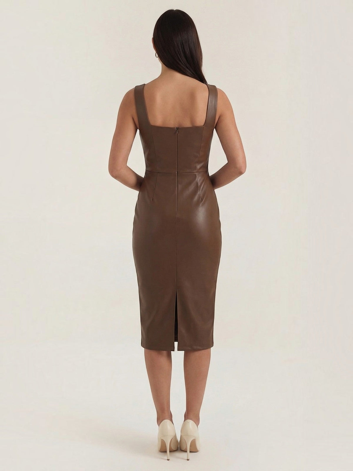 Vestido Midi Ceñido Escote Cuadrado