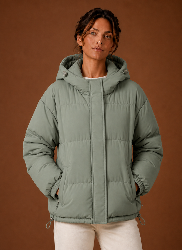 Plumífero Mujer Capucha Cálido de Invierno