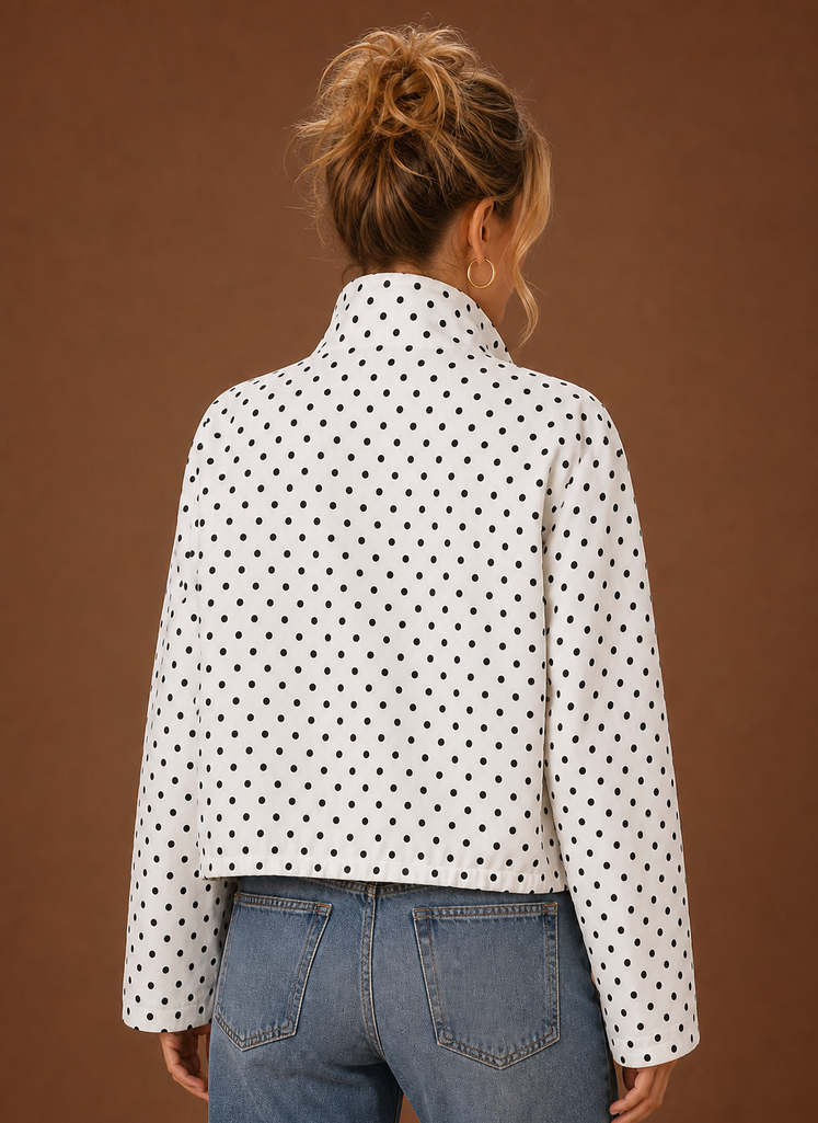 Chaqueta Ligera Mujer Lunares Cuello Alto