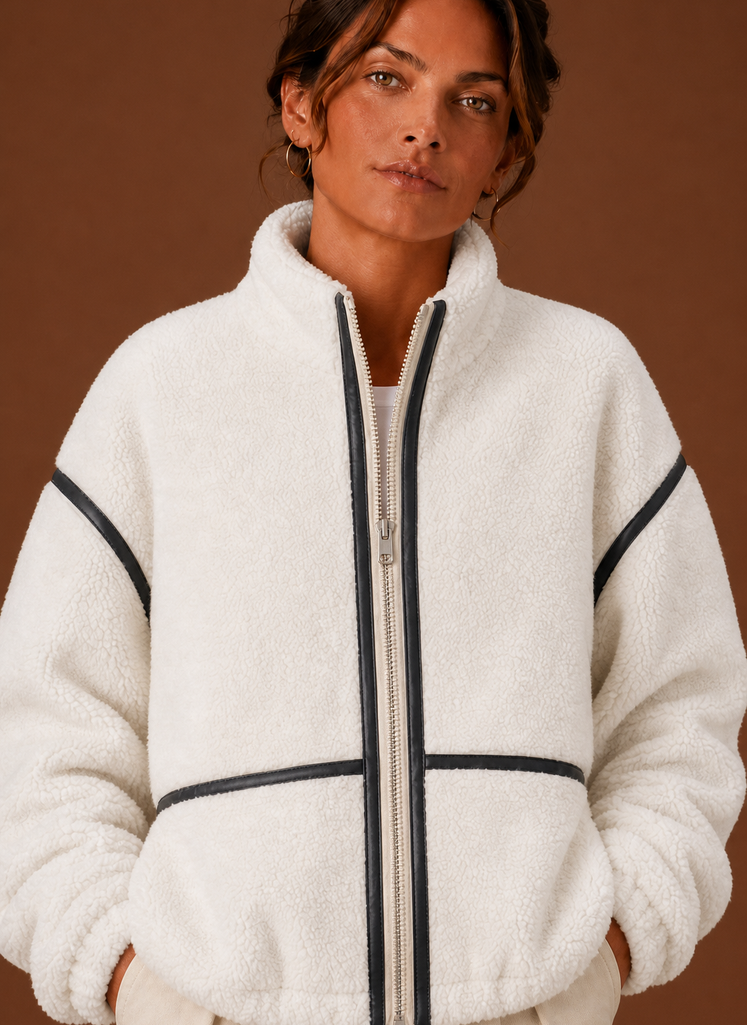 Chaqueta Borreguito Mujer Cremallera Cuello Alto