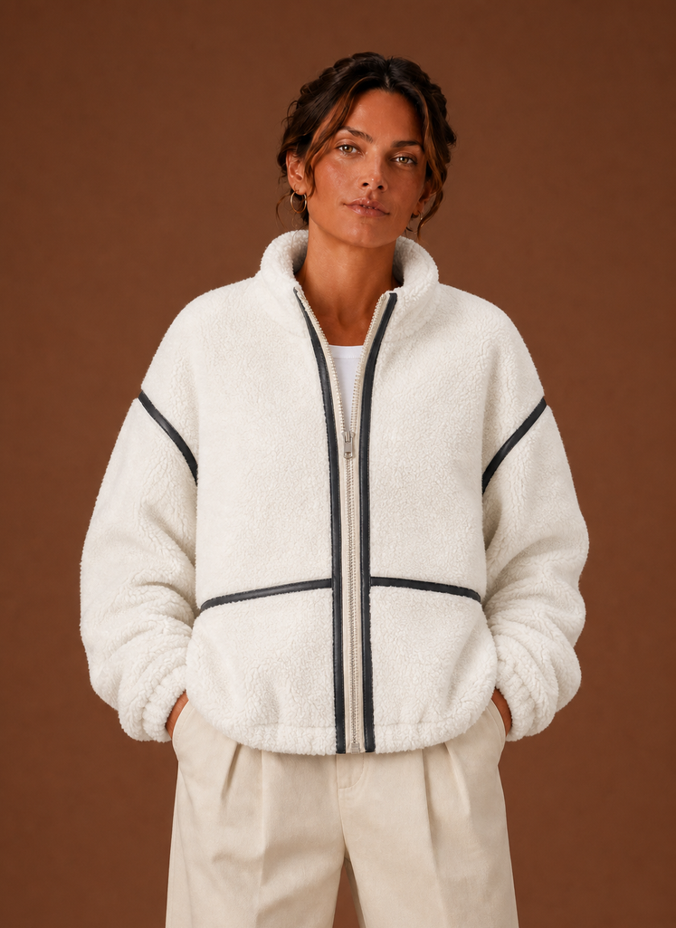Chaqueta Borreguito Mujer Cremallera Cuello Alto
