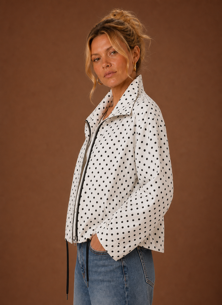 Chaqueta Ligera Mujer Lunares Cuello Alto