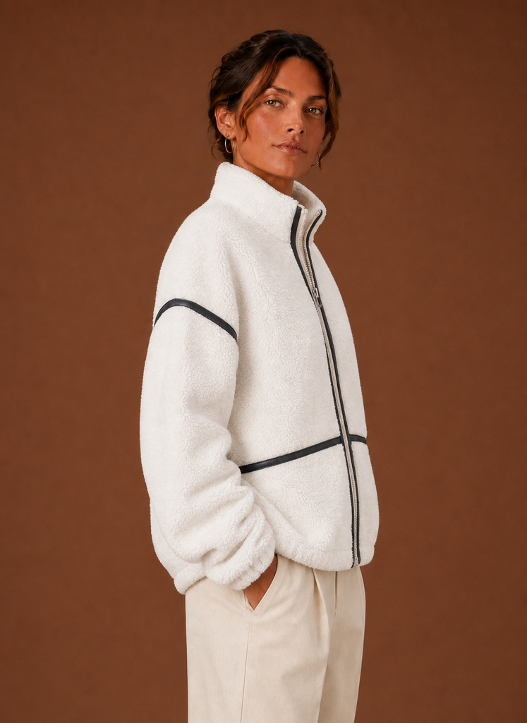 Chaqueta Borreguito Mujer Cremallera Cuello Alto